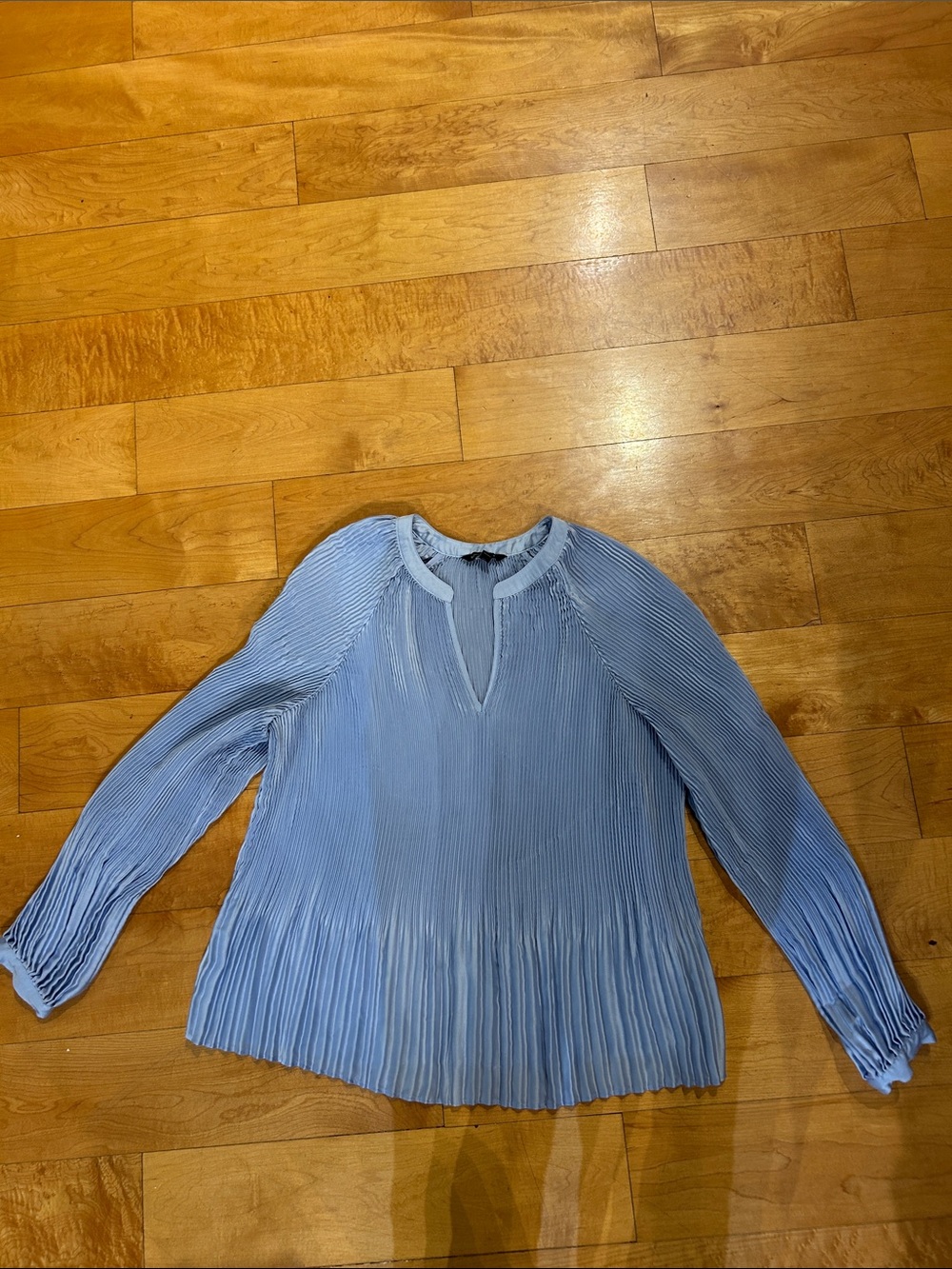 Banana Republic Light Blue Pleated Long-Sleeve Blouse